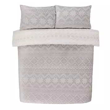 Sleepdown Grey Fairisle Soft Fleece Christmas Duvet Cover Set | Kaleidoscope