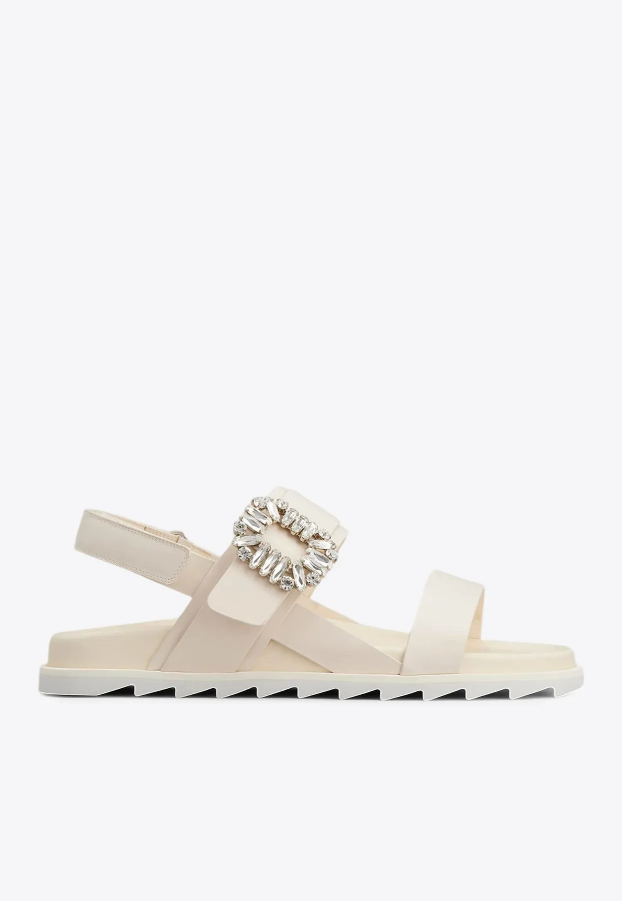 Slidy Viv' Crystal-Buckle Leather Sandals