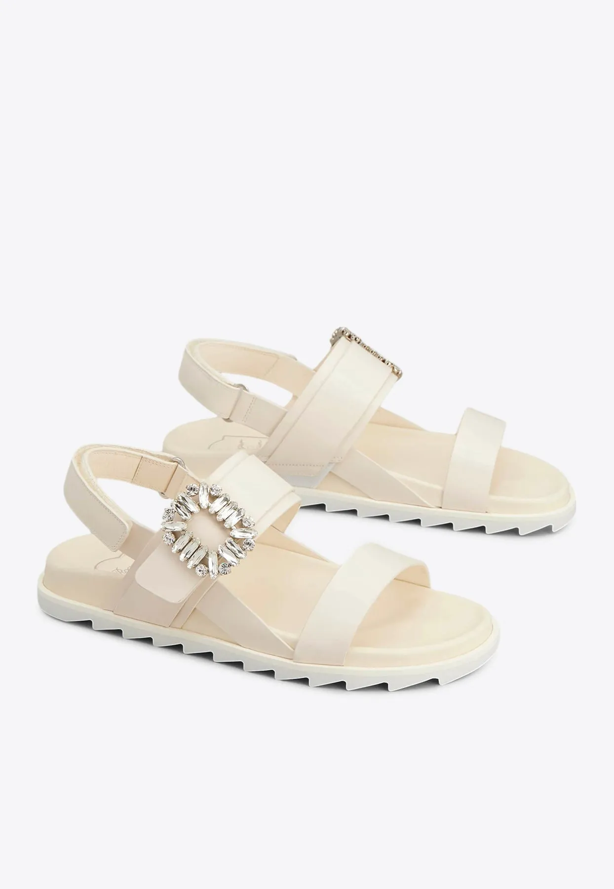 Slidy Viv' Crystal-Buckle Leather Sandals