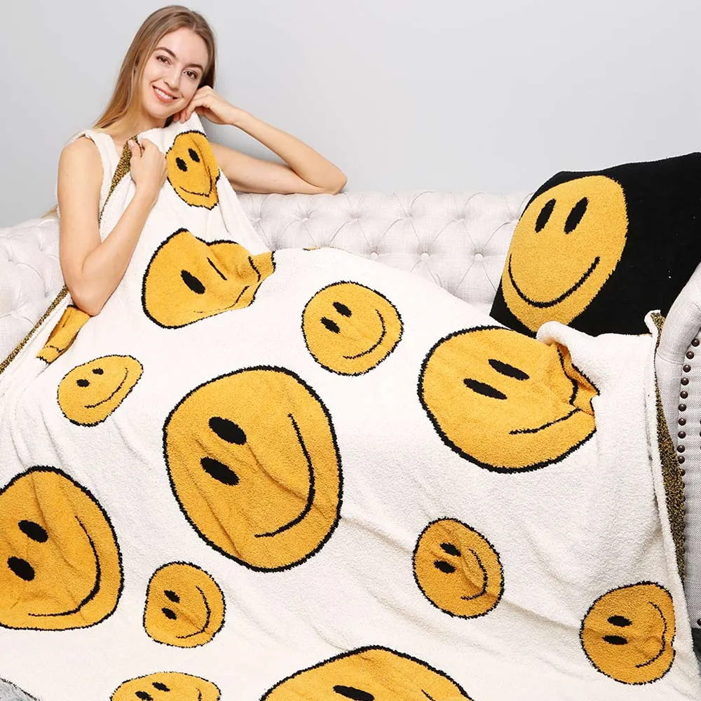 Smile Soft Throw Blanket in White