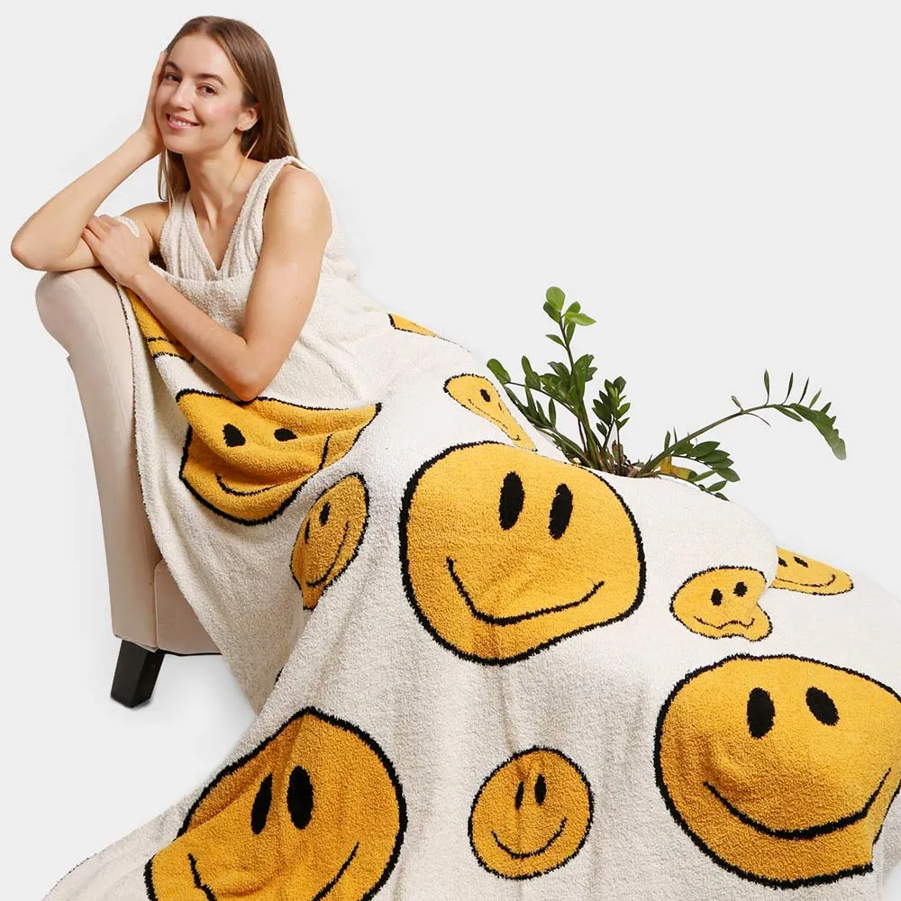 Smile Soft Throw Blanket in White