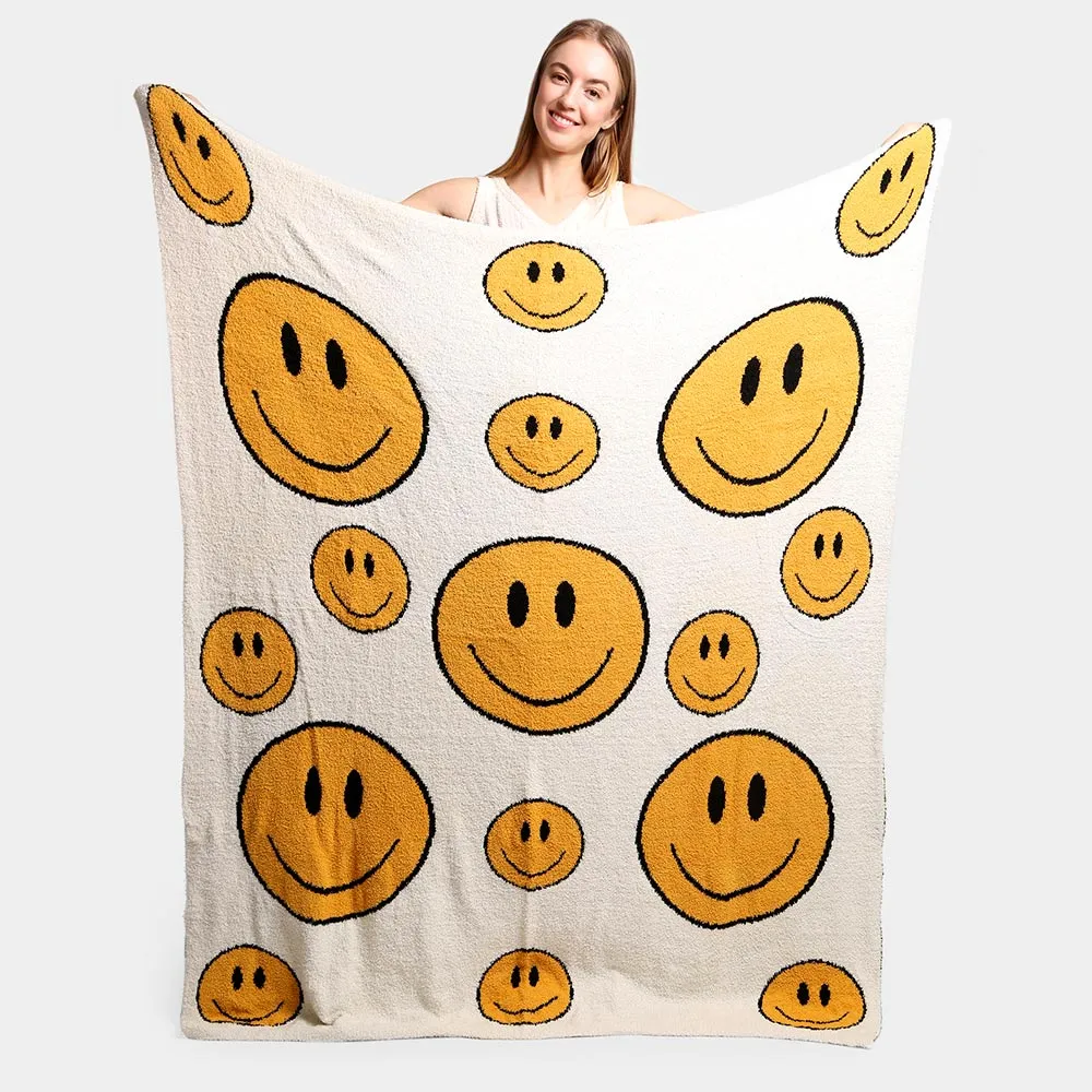 Smile Soft Throw Blanket in White