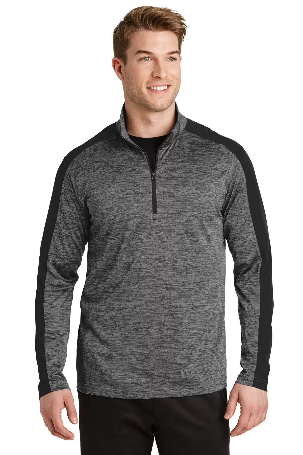 Sport Tek ST397 Sport-Tek PosiCharge Electric Heather Colorblock 1/4-Zip Pullover SKU: ST397