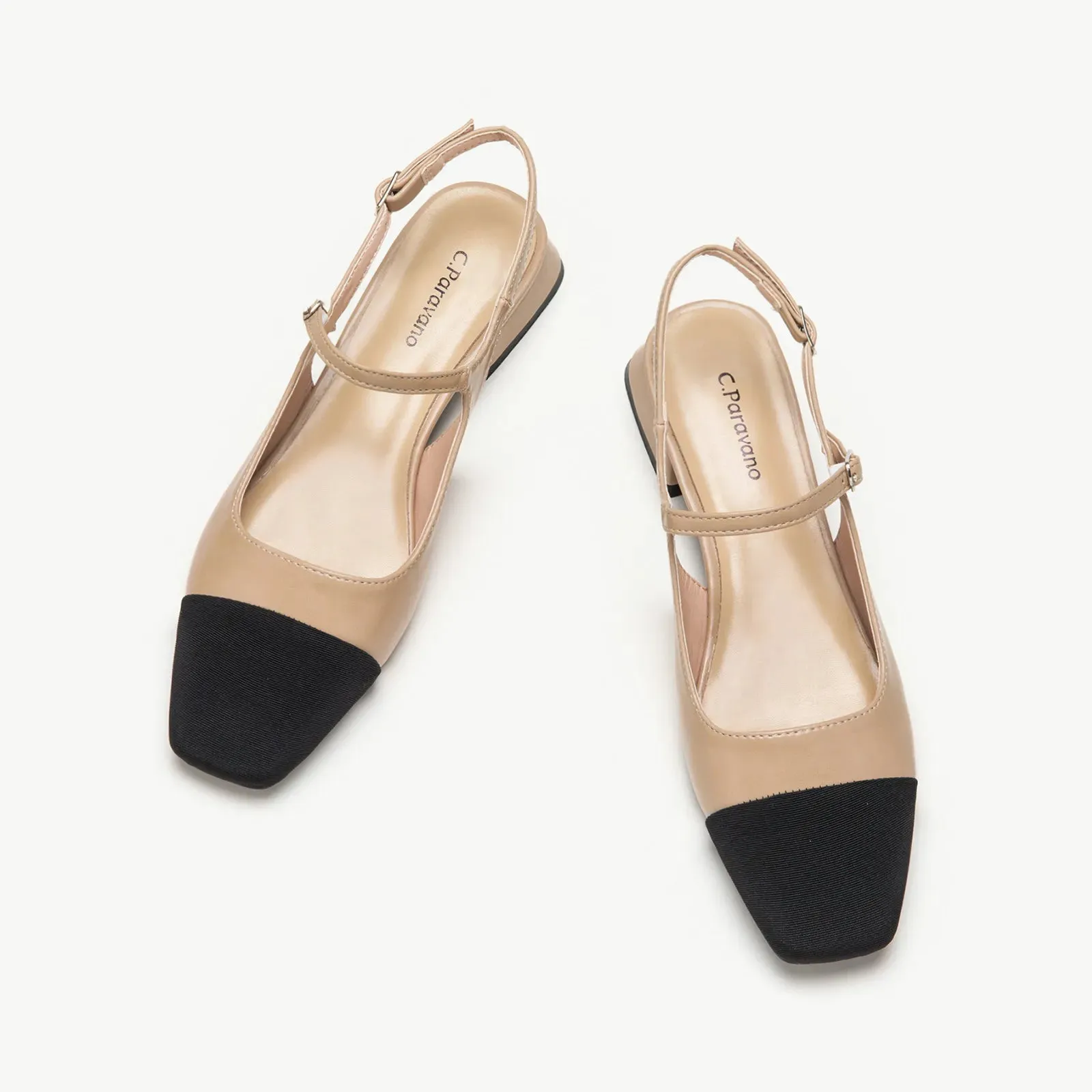 Square-Toe Slingback Flats (Felicia)