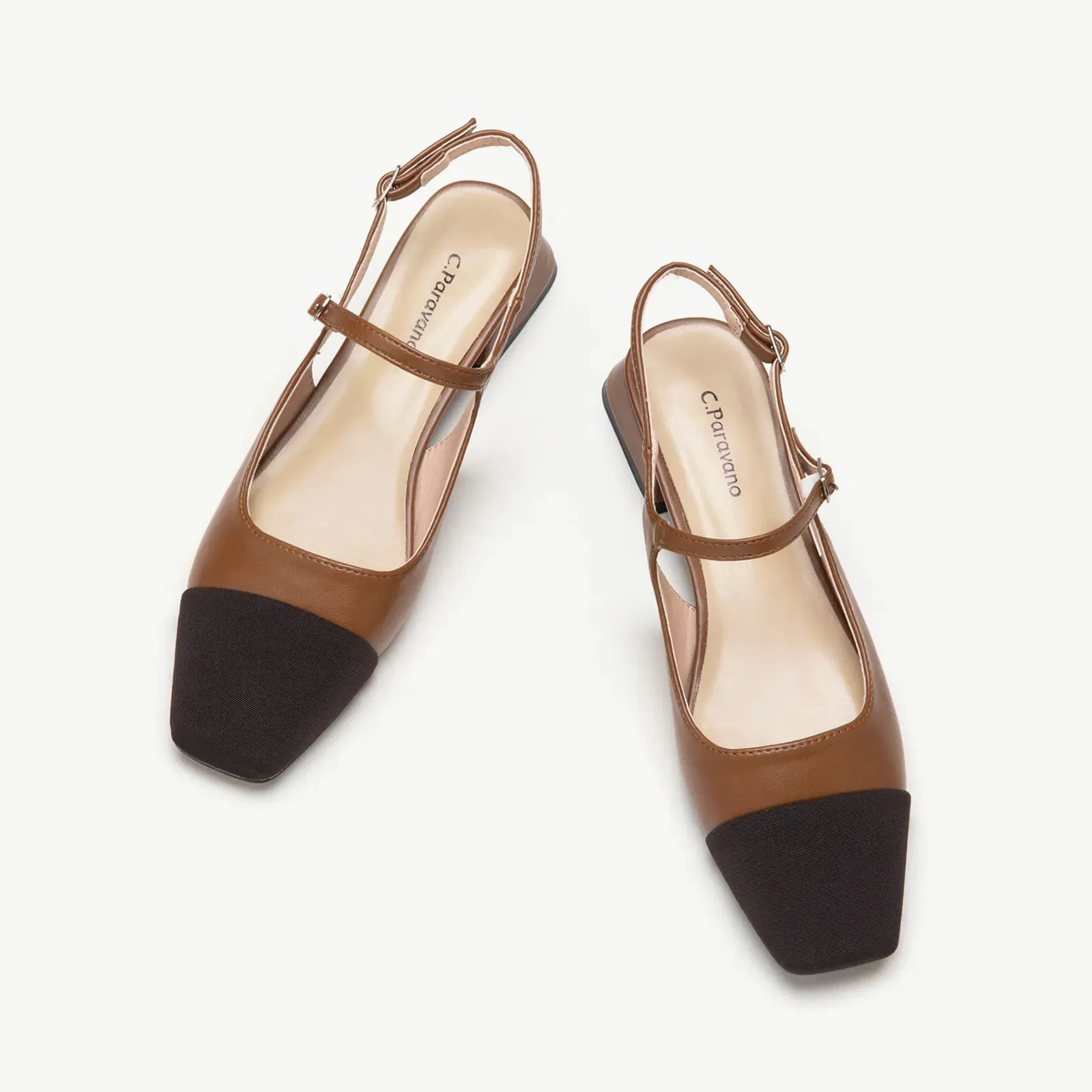 Square-Toe Slingback Flats (Felicia)