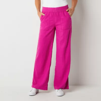 St. John's Bay-Tall Womens Mid Rise Wide Leg Pull-On Pants