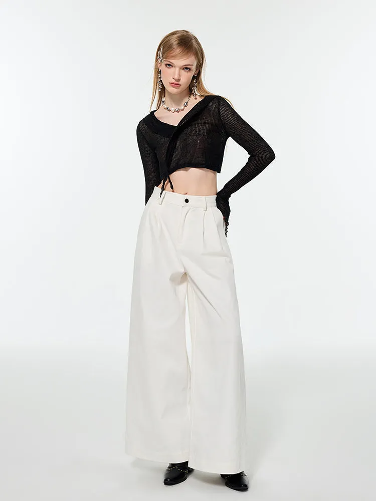 Straight Denim Casual Loose Wide-Pants