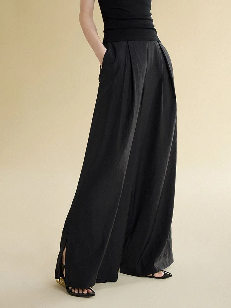 Straight Split Wide-leg Pants