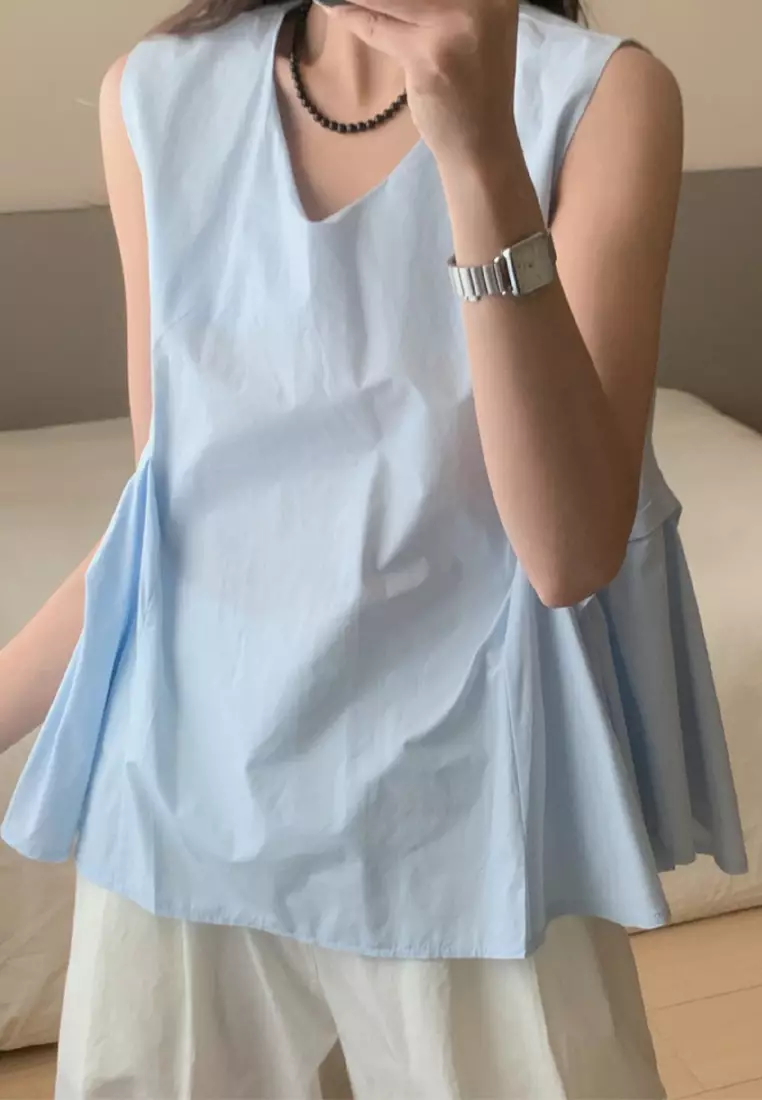 Sunnydaysweety 2024 Summer Sleeveless Tank Top Gentle Style Shirt Top CA24061816BL