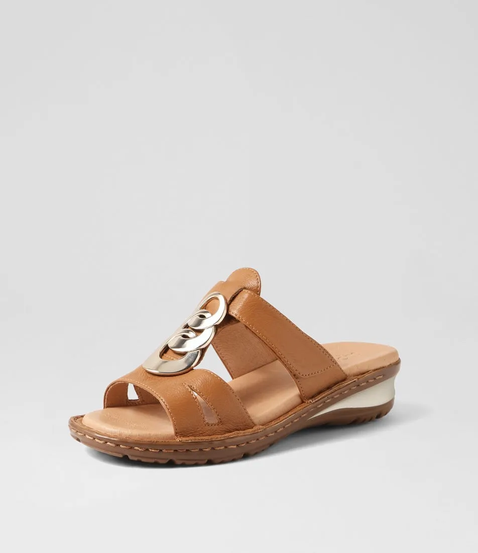 SUPERSOFT Brendy Dark Tan Gum Leather Sandals