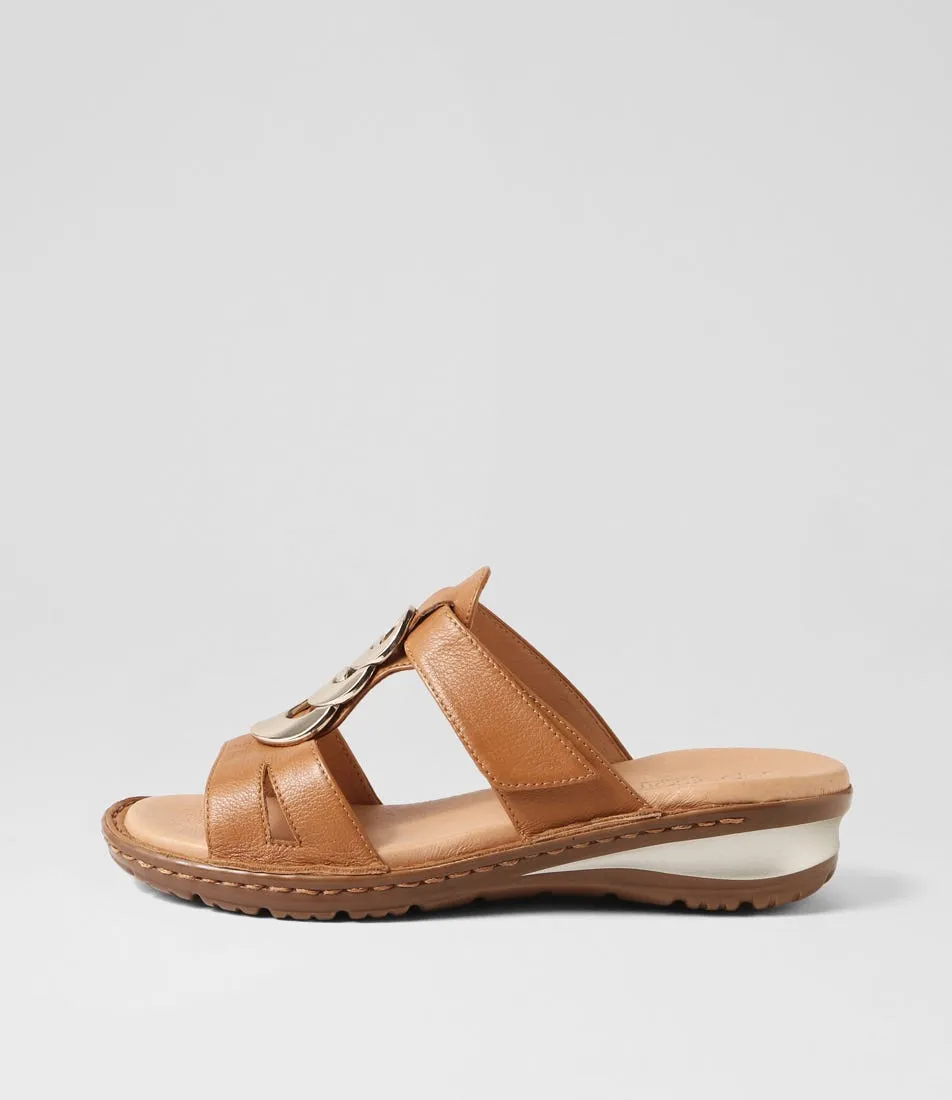 SUPERSOFT Brendy Dark Tan Gum Leather Sandals