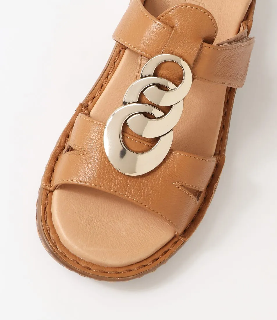 SUPERSOFT Brendy Dark Tan Gum Leather Sandals