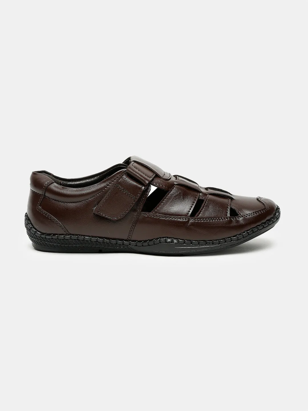 Teakwood Men's Real Leather Brown Sandals