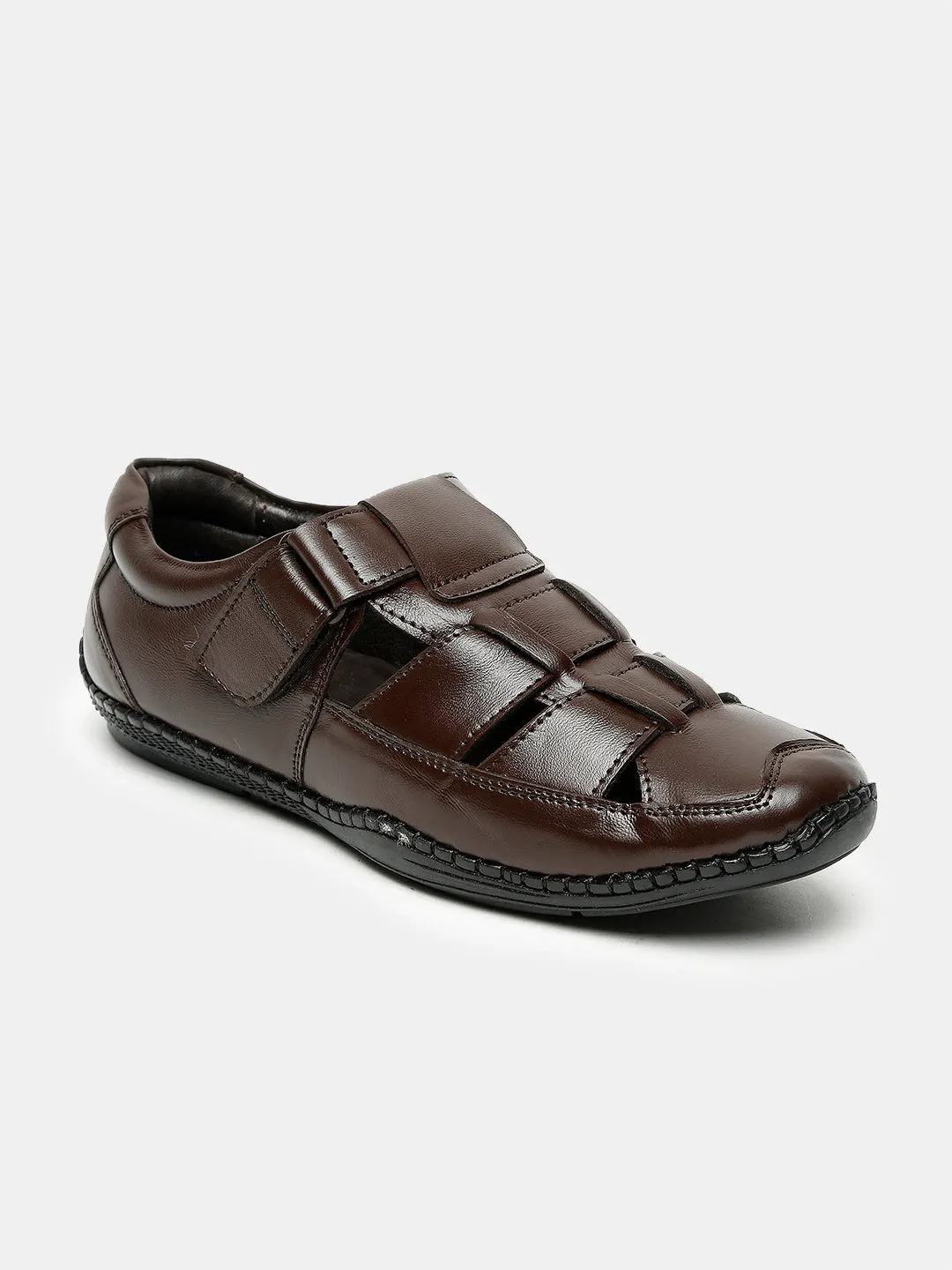 Teakwood Men's Real Leather Brown Sandals