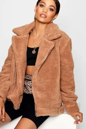 Teddy Faux Fur Aviator Jacket