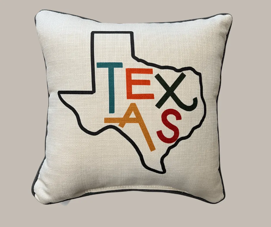 Texas Multi Letter Pressed State Pillow