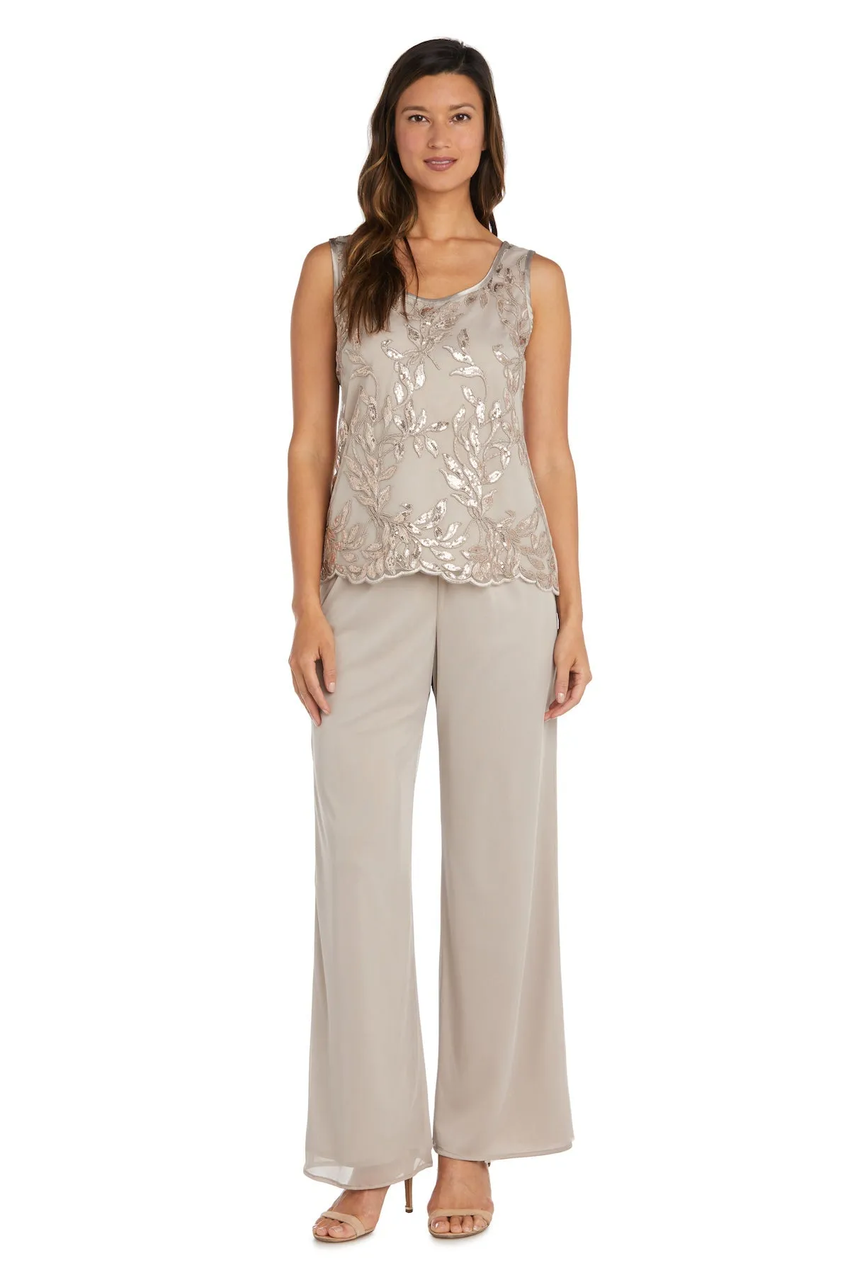 Three-Piece Women's Pant Set Glittering Sleeveless Top