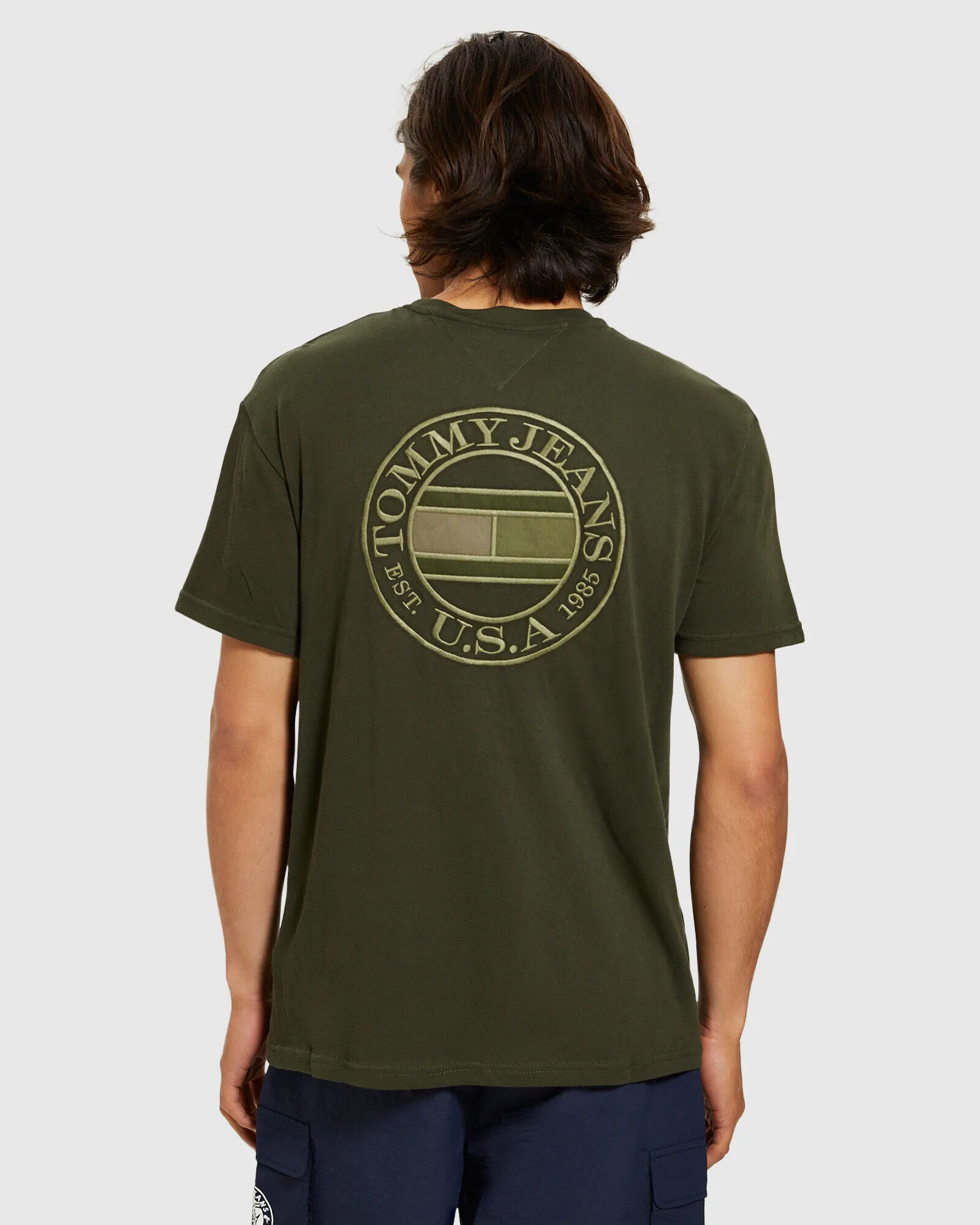 Tommy Jeans TJM Tonal Circular Tommy T-Shirt Dark Olive Green