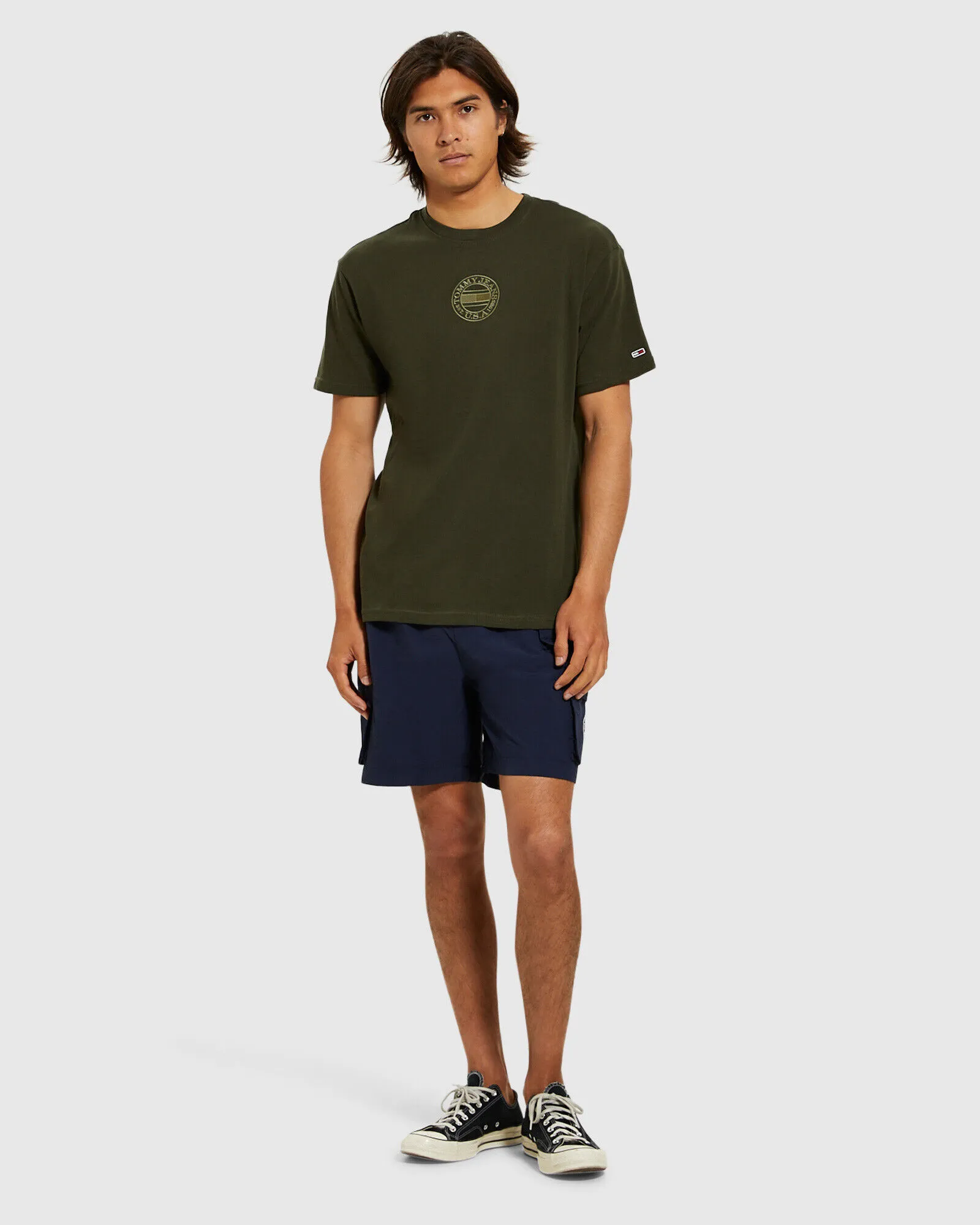 Tommy Jeans TJM Tonal Circular Tommy T-Shirt Dark Olive Green