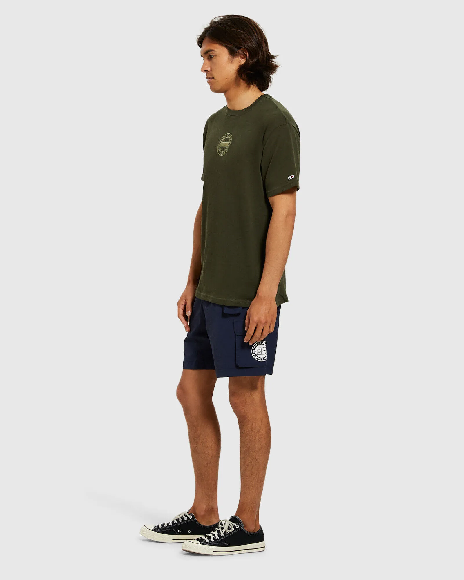 Tommy Jeans TJM Tonal Circular Tommy T-Shirt Dark Olive Green