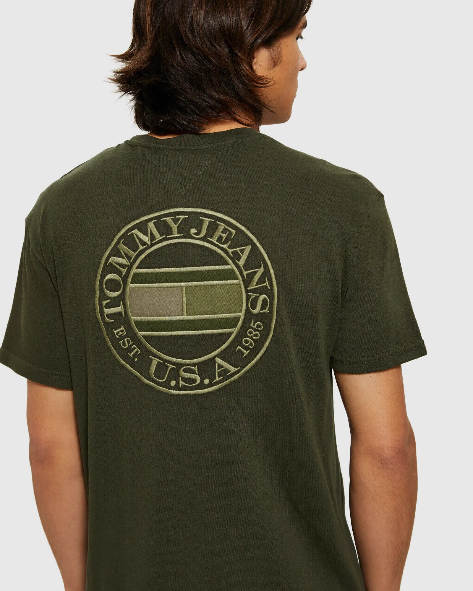 Tommy Jeans TJM Tonal Circular Tommy T-Shirt Dark Olive Green