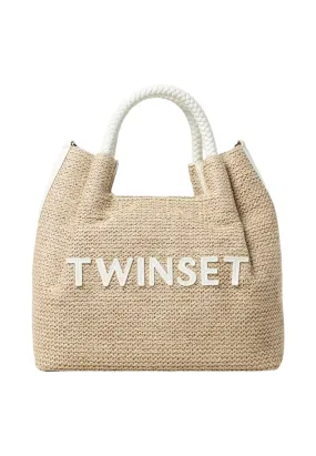 TWINSET Borsa Tote Donna Paglia White 241TD8281