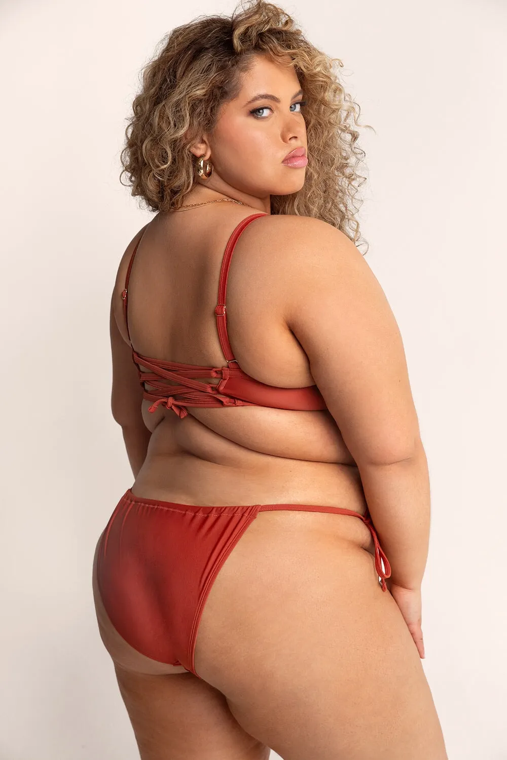 Underwire Bikini Top And String Bikini Set | Brick Red