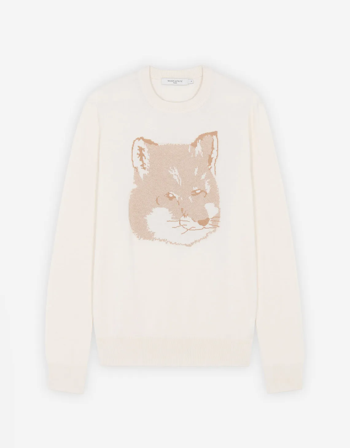 UNISEX PIQUE FOX HEAD R-NECK PULLOVER ECRU