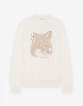 UNISEX PIQUE FOX HEAD R-NECK PULLOVER ECRU