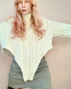 Upcycled bodysuit cotton turtleneck sweater