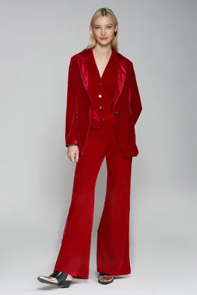 Vilagallo VENUS RED WIDE LEG TROUSERS