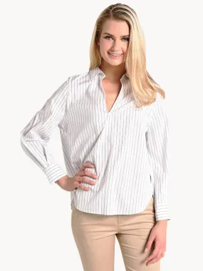     VINCE  Women's Bar Stripe Swing Front Pullover Shirt    