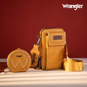 WG48S-270 Wrangler Crossbody Cell Phone Purse 2 Zippered Compartment with Coin Pouch - Yellow