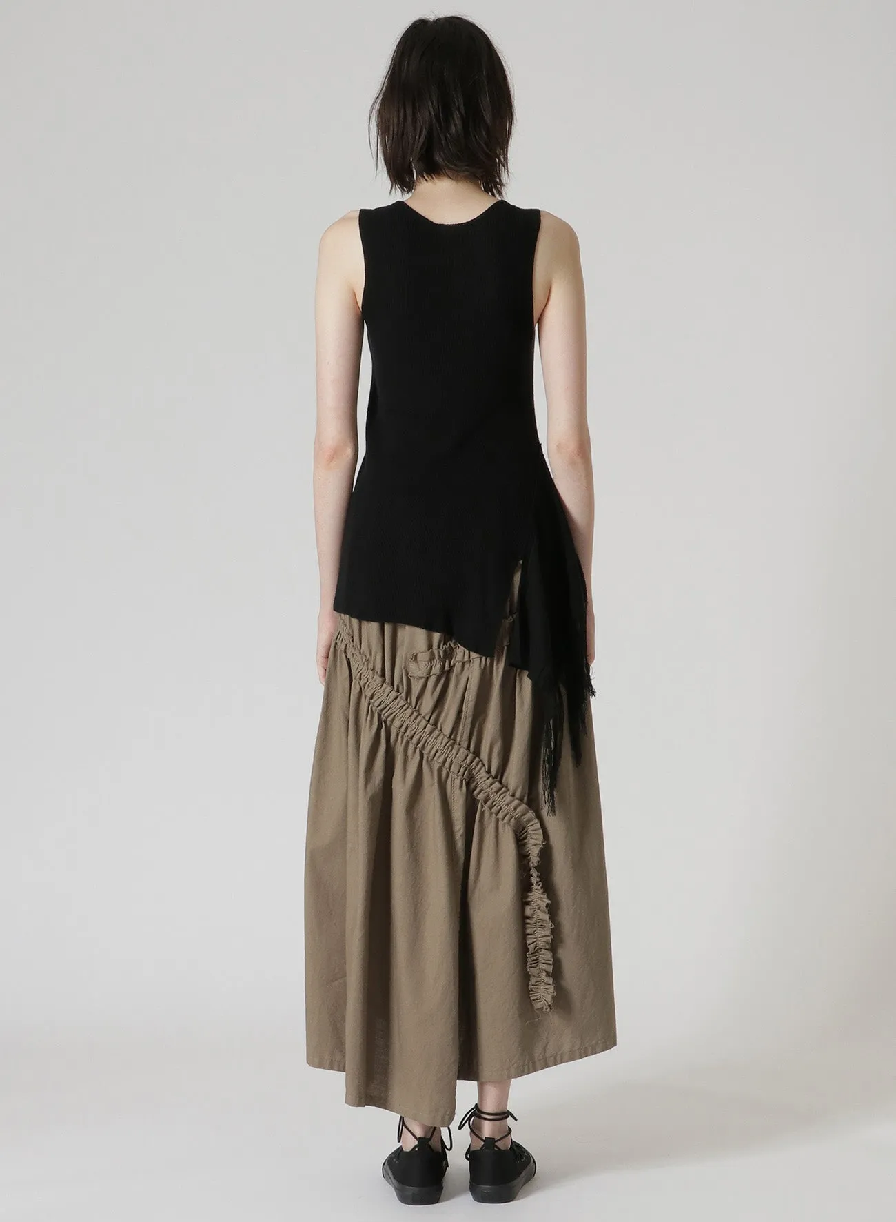 WHOLEGARMENT RIB FRINGE NO SLEEVE PULLOVER