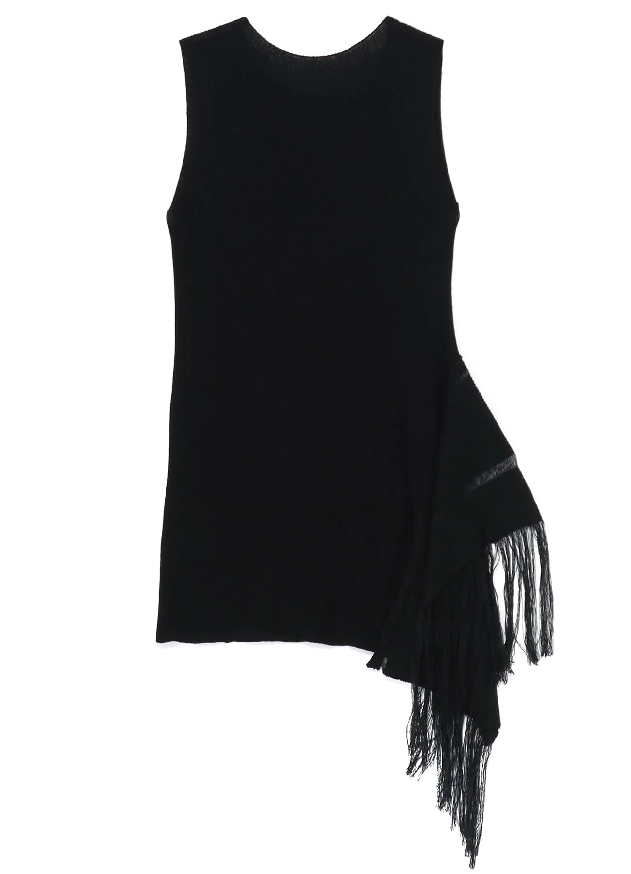 WHOLEGARMENT RIB FRINGE NO SLEEVE PULLOVER