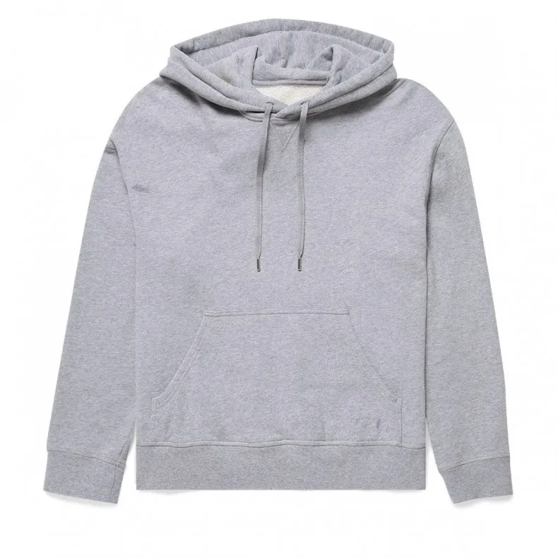 Women's Sunspel Loopback Pullover Hooded Sweatshirt (Grey Melange)