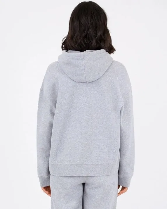 Women's Sunspel Loopback Pullover Hooded Sweatshirt (Grey Melange)